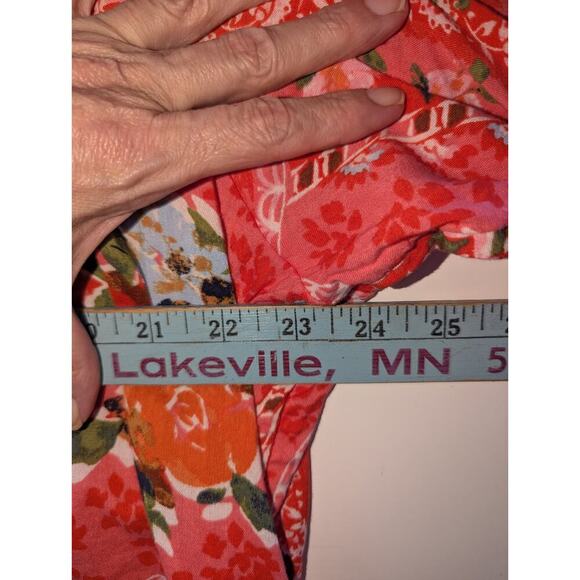 LC Lauren Conrad Top SZ XXL Red Floral Button up Boho Cottage Core Womens - Picture 7 of 8